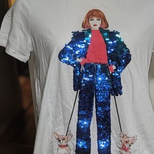 Zara women's white t-shirt with sequins